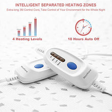 Load image into Gallery viewer, Heated Mattress Pad Queen Dual Control with Ventilated Technology, 100% Polyester Heated Mattress Cover with 4 Heating Levels & 10 Hours Auto Off, Fast Heating & Machine Washable
