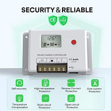 Load image into Gallery viewer, Solar Charge Controller 10A, Bateria Power 12V/24V PWM Solar Controller with LCD Display Dual USB Multiple Load Control Modes for AGM, Gel, Flooded and Lithium Battery, Used in RVs, Boats, Yachts