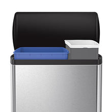 Load image into Gallery viewer, simplehuman Kitchen Dual Compartment Recycling Step Trash Can, 46 Liter / 12.2 Gallon, Brushed Stainless Steel