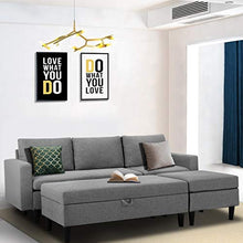 Load image into Gallery viewer, Esright Small Sectional Sofa with Storage Ottoman and Chaise Lounge, 3-Seat Fabric Living Room Furniture Sets, L-Shape Couch Sofa for Small Apartment, Living Room, Gray