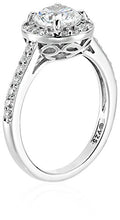 Load image into Gallery viewer, Platinum-Plated Sterling Silver Round-Cut Halo Ring made with Swarovski Zirconia, Size 7