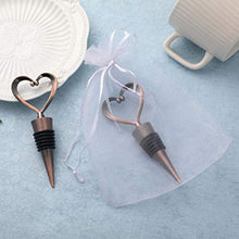Load image into Gallery viewer, WeddParty 24 PCS Wedding Favor for Guests, Heart Wine Bottle Stopper Champagne Saver with White Organza Gift Bags for Baby Shower Favor Bridal Shower Party Souvenir Gift Supplies (Antique Copper, 24)