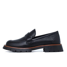 Load image into Gallery viewer, Reitoye Women's Loafers Platform Low Chunky Heel Leather Loafer Shoes US 7 Black
