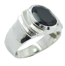Load image into Gallery viewer, 55Carat Natural Black Onyx Sterling Silver Men Handmade Ring Oval Shape Astrology US 4,5,6,7,8,9,10,11,12