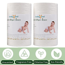 Load image into Gallery viewer, Babygoal Baby Cloth Diaper Liners, Flushable Biodegradable Viscose Bamboo Liners for Cloth Diaper Nappy 2 Pack(200 Sheets) 2BBT01