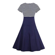 Load image into Gallery viewer, Wellwits Women's Vintage Pin Up A Line Stripes Sailor Dress Navy M