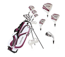 Load image into Gallery viewer, Aspire X1 Ladies Womens Complete Golf Club Set Includes Driver, Fairway, Hybrid, 6-PW Irons, Putter, Stand Bag, 3 H/C's Purple - Regular or Petite Size! (Regular, Right Handed)