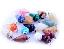 Load image into Gallery viewer, 20pcs Mutilcolor Stone Healing Chakra Pendulum Line Cone Pendants Crystal Quartz Stone Charms Lot for Women Jewelry Making