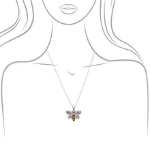 Load image into Gallery viewer, Spinningdaisy Crystal Embedded Yellow and Black Flying Bumble Bee Necklace (Gold Plated)