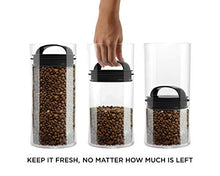 Load image into Gallery viewer, Prepara, Black Gloss handle, Evak Fresh Saver Airless Canister, Glass & Stainless, Small, Medium
