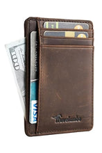 Load image into Gallery viewer, Travelambo Front Pocket Minimalist Leather Slim Wallet RFID Blocking Medium Size(02 CH Coffee