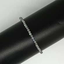 Load image into Gallery viewer, Gempires Natural Labradotite 3.5 mm Beads Bracelet, Handmade Jewelry, 7 + 1 Inch 14k Yellow Gold Plated Adjustable Chain (Labradorite)