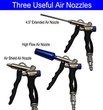 Load image into Gallery viewer, YOTOO 2-Way Air Blow Gun kit with Adjustable Air Flow, Extended Nozzle, High Flow Nozzle and 1/4" NPT Female Quick Plug