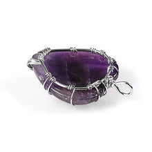 Load image into Gallery viewer, Top Plaza Natural Amethyst Healing Crystals Necklace Silver Tree of Life Wire Wrapped Heart Shape Stone Pendant for Womens Girls Ladies