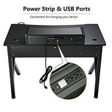 Load image into Gallery viewer, GTRACING Gaming Desk Computer Table Office PC Workstation with Shelf, Cup Holder, Headphone Holder, Built-in Power Strip 3 Outlets & 2 USB Ports K-Shaped 45'' E-Sports Gamer Desk,Red