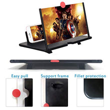 Load image into Gallery viewer, 12" Screen Magnifier –3D HD Mobile Phone Magnifier Projector Screen for Movies, Videos, and Gaming–Foldable Phone Stand with Screen Amplifier–Supports All Smartphones(Black)