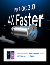 Load image into Gallery viewer, USB C Car Charger Super Mini AINOPE All Metal 36W Fast USB Car Charger PD&QC 3.0 Dual Port Car Adapter Compatible with iPhone 12/12 Pro/Max/Mini/iPhone 11/Pro/Max/XR/XS/Max/8, Galaxy S21/20/10-Silver