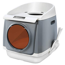 Load image into Gallery viewer, DADYPET Cat Litter Box, Hooded Kitty Litter Box Two-Door Top-Entry Front-Entry Self Cleaning Large Covered Litter Pan with Lid Scoop Gray