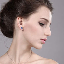 Load image into Gallery viewer, Gem Stone King 14K White Gold Stud Earrings Vivid Persian Blue Round 2.00ct (DEW) Created Moissanite