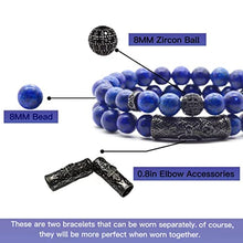 Load image into Gallery viewer, Natural Lapis Lazuli Bracelet, Handmade Beaded 8 MM Beads,Adjustable Stretch Bracelet,Chakra Bracelet,Blue Healing Crystal,Aquamarine Bracelet,Men's and Women's Gifts
