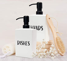 Load image into Gallery viewer, Granrosi Soap Dispenser for Kitchen Sink, Set of 2 Hand & Dish Soap Dispenser for Bathroom Counter, Refillable Ceramic Liquid and Foam Soap Pump, Leak Proof, Farmhouse Decor, 3.4 x 2 x 7 in (White)