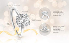 Load image into Gallery viewer, 14K Solid White Gold 3.0 Carat Solitaire CZ Engagement Ring, Size 6