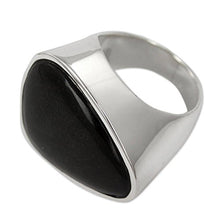 Load image into Gallery viewer, NOVICA Obsidian .925 Sterling Silver Cocktail Ring 'Asymmetrical Black'