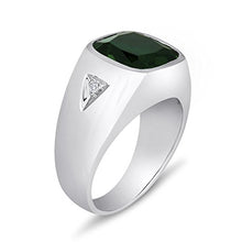 Load image into Gallery viewer, Esty & Me Men's Faceted Cut 12.0mm Simulated Emerald Ring in Sterling Silver - Size 12
