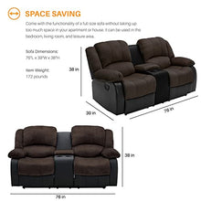 Load image into Gallery viewer, Nathaniel Home PU Leather Loveseat Recliner with Cup Holder Storage Comfortable Sofa Chair for Living Room Bedroom Home, Brown