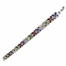 Load image into Gallery viewer, Hermosa Fashion Jewelry Tennis Bracelet Garnet Emerald Amethyst Morganite Peridot White Topaz Plated Silver Bracelets 7 inch (Multi Gemstone)
