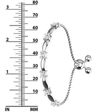 Load image into Gallery viewer, Belinda Jewelz Womens 925 Sterling Silver Sparkling Square Bolo Gemstone Adjustable Tennis Style Pull String Birthstone Jewelry Fine Bracelet, 2.5 Carat Natural White Topaz, 11 Inch Box Chain