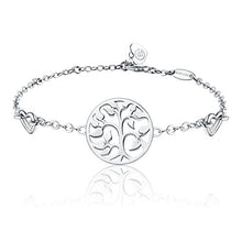 Load image into Gallery viewer, BlingGem Women's Tree of Life Bracelet White Gold-Plated 925 Sterling Silver Family Tree Symbol Love Heart Charm Gift for Women