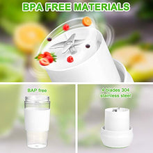 Load image into Gallery viewer, Portable Blender Juicer (12oz) Personal Blender Shakes and Smoothies Juicer Cup Smoothie Maker With 7.4V 3000mAh Rechargeable Battery Strong Power Ice Blender Mixer Baby Food Maker(BPA FREE)Home Office School Travel Sport Gym Outdoors