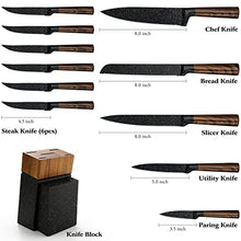 Load image into Gallery viewer, Knife Set,12-Piece Kitchen Knife Set with Wooden Block,Professional Chef Knife Sets with steak knives,High Carbon German Stainless Steel Knife with Japanese Designed Wooden Pattern Stainless Handle