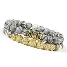 Load image into Gallery viewer, WFYOU 8mm Charm Beads Bracelet for Men Women Black Matte Onyx Natural Stone Beads, 7.5"