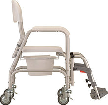 Load image into Gallery viewer, NOVA Medical Products Rolling Shower Commode Chair with Locking Wheels and Removable Footrests, Over The Toilet Wheeled Commode, White