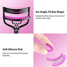Load image into Gallery viewer, Kaasage Eyelash Curler with Pads - Lash Curler with Eyebrow Tweezer & 5 Extra Silicone Replacement Pads, Get Perfect Curl in 5 Seconds
