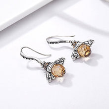 Load image into Gallery viewer, SLUYNZ 925 Sterling Silver Queen Bee Dangle Earrings for Women Teen Girls Cute Crystal Bee Earrings