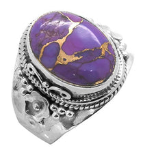 Load image into Gallery viewer, YoTreasure 10x14MM Purple Copper Turquoise Ring 925 Sterling Silver Gemstone Jewelry