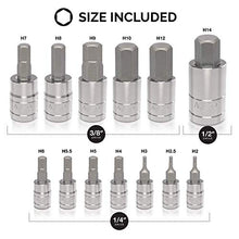 Load image into Gallery viewer, NEIKO 10074A Metric Hex Bit Socket Set | 13-Piece Set | S2 and Cr-V Steel | 1/4-Inch, 3/8-Inch and 1/2-Inch Drive | 2mm to 14mm