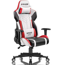 Load image into Gallery viewer, Homall Gaming Chair Racing Style High-Back PU Leather Office Chair Computer Desk Chair Executive and Ergonomic Swivel Chair with Headrest and Lumbar Support (White/Red)