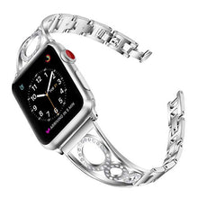 Load image into Gallery viewer, AmzAokay Stainless Steel Band Compatible Apple Watch Bands 38mm 42mm Women Iwatch Series 6 SE 5 4 3 2 1 Accessories Jewelry Cuff Bangle Bracelet Metal Wristband Strap (Silver, 42mm/44mm)