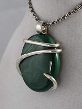Load image into Gallery viewer, Bellas PEndants Malachite Stone Pendant Hand Wrapped in Silver by Isabella Roth