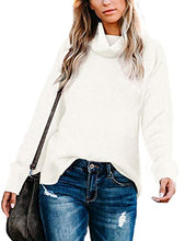 Load image into Gallery viewer, NSQTBA Turtleneck Sweater Women Tunic Sweaters White