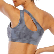 Load image into Gallery viewer, OUYISHANG One Shoulder Sports Bra,Yoga Bra,Workout Bras for Women,Running Sports Bras for Women,Tie Dye BrasY023-grey tie dye-S