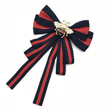 Load image into Gallery viewer, Fashion Red Ribbon Big Bowknot Brooch Pins 2018 For Woman Rhinestones Crystal Tie Collar Jewelry Accessories (Black)