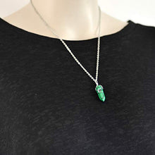 Load image into Gallery viewer, Hand Wired Treated Malachite Gemstone Healing Point Chakra Pendant Necklace
