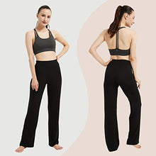 Load image into Gallery viewer, FELEMO Black Bootcut Flare Yoga Pants for Women Loose Fit High Waisted Yoga Sweatpants for Women Bootleg Work Pants Plus Size Maternity Lounge Pants Tummy Control Soft Bootcut Workout Pants Black XXL
