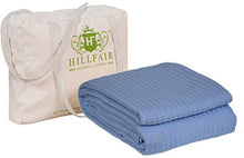 Load image into Gallery viewer, HILLFAIR 100% Certified Organic Cotton Blankets- Queen Size Bed Blankets- All Season Cotton Blanket- Cotton Bed Blankets- Soft Multipurpose Queen Blankets- Blue Queen Size Blankets