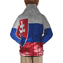 Load image into Gallery viewer, Slovakia Flag 4 Print Hoodies Kids 3D Print Sweatshirts Long Sleeve Pullover Hoodies with Pocket for Teen Boys and Girls Black